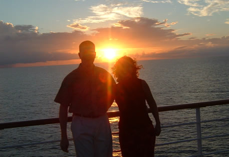 Couple watching beautiful sunset